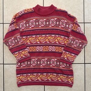 Women's Vintage Delia Mckain Mock Neck Sweater Medium Aztec Tribal Southwestern